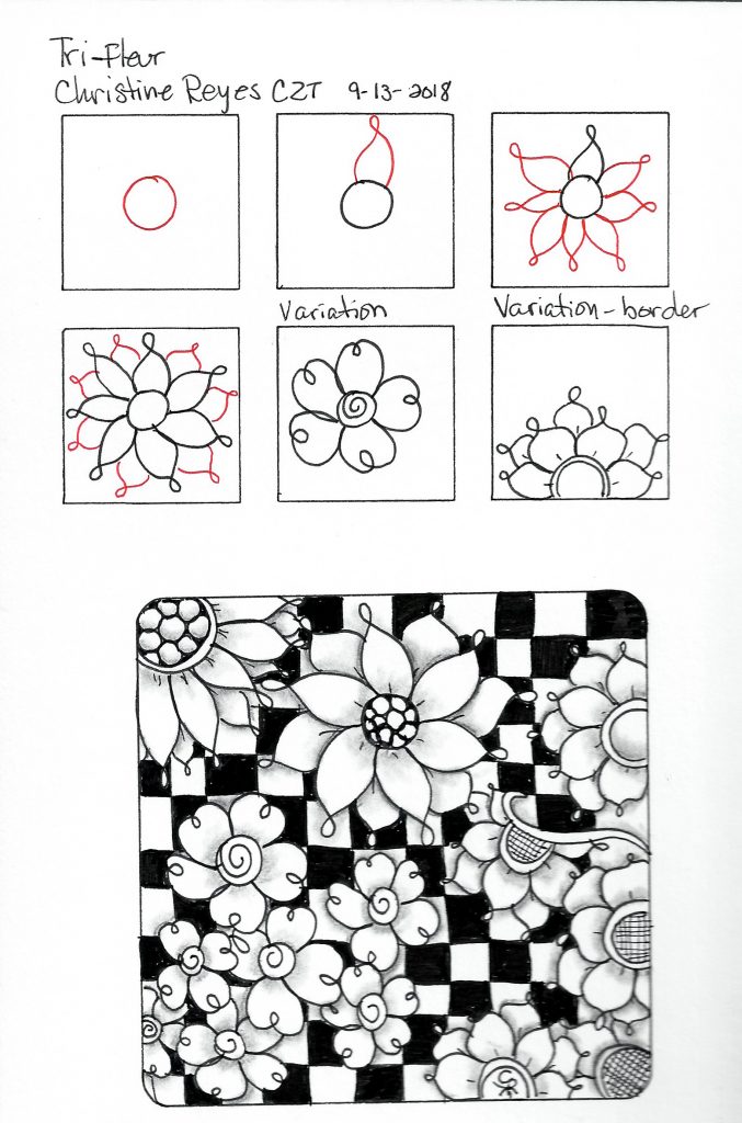Tri-Fleur tangle pattern